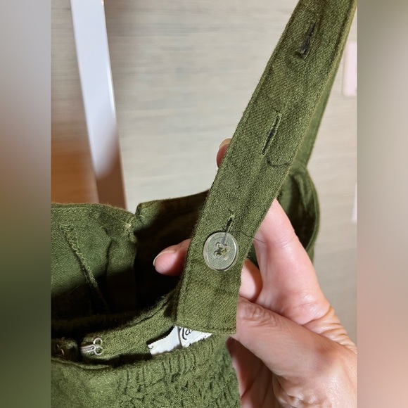 Madewell Overalls Size 00 Wide Leg Ankle Crop Jumpsuit Cotton Linen Green - Picture 8 of 12